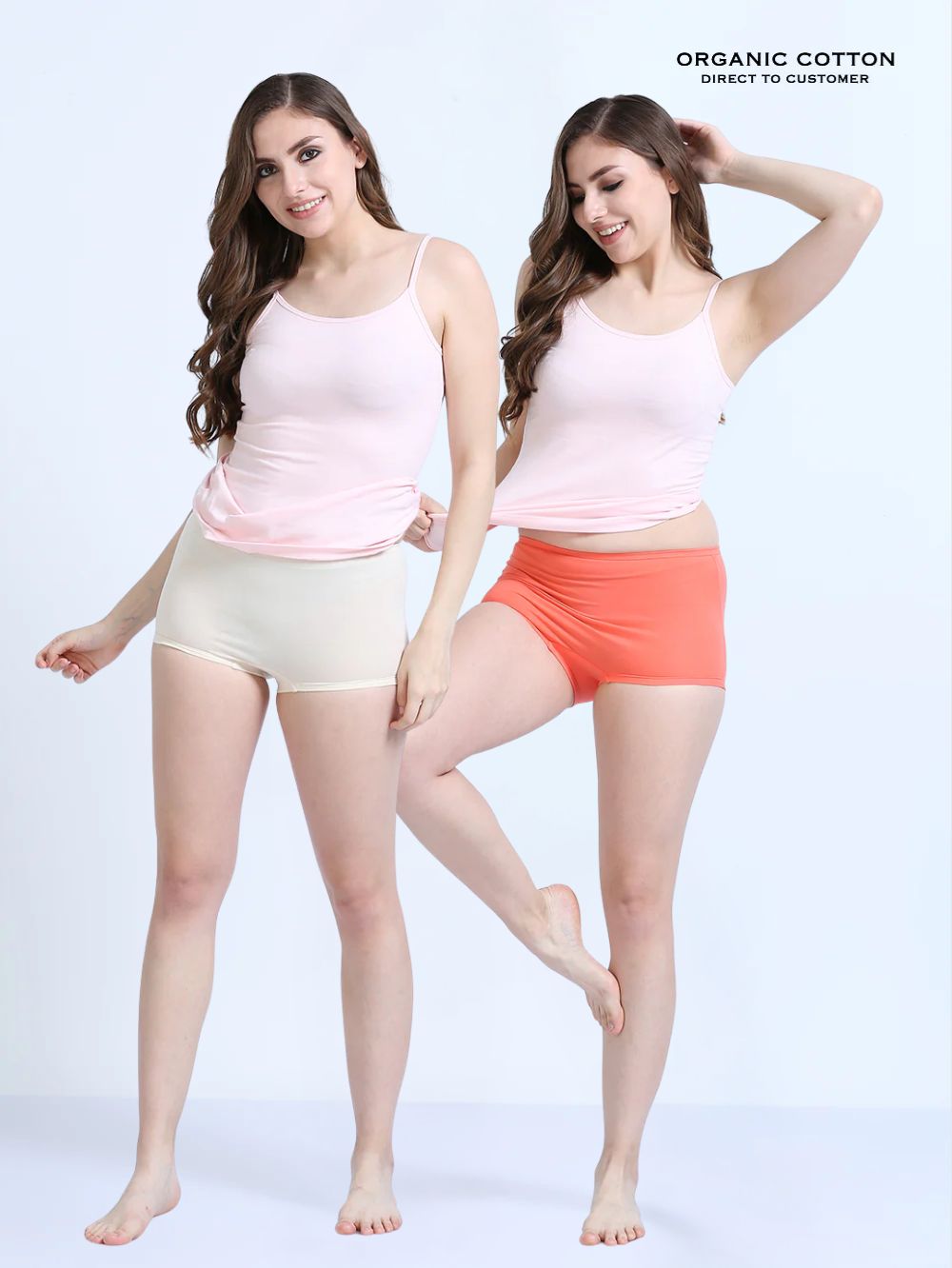 Flamingo and White Swan Organic Cotton Boy Shorts for Women - Pack of 2