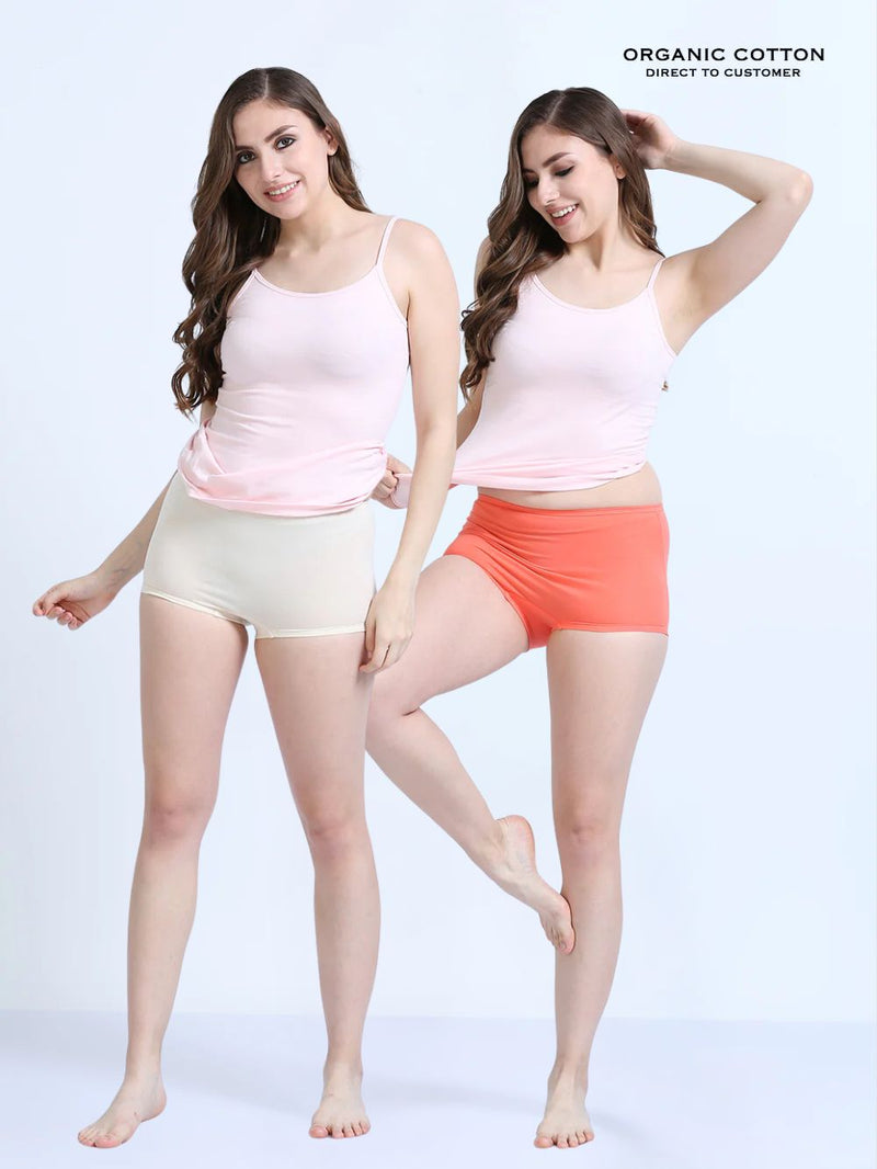Flamingo and White Swan Organic Cotton Boy Shorts for Women - Pack of 2
