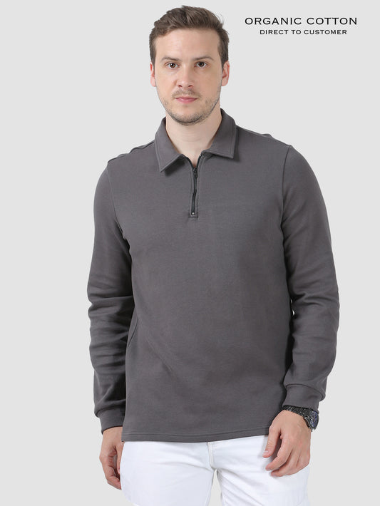 Gull Grey Mens Organic Cotton Polo Pullover Tee