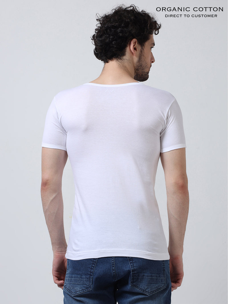 Men’s Organic Cotton Half-Sleeve Round Neck Vest. Pack of 2.