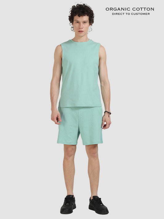 Cameo Green Breathable Ribbed Organic Cotton Men's Co-Ord Set