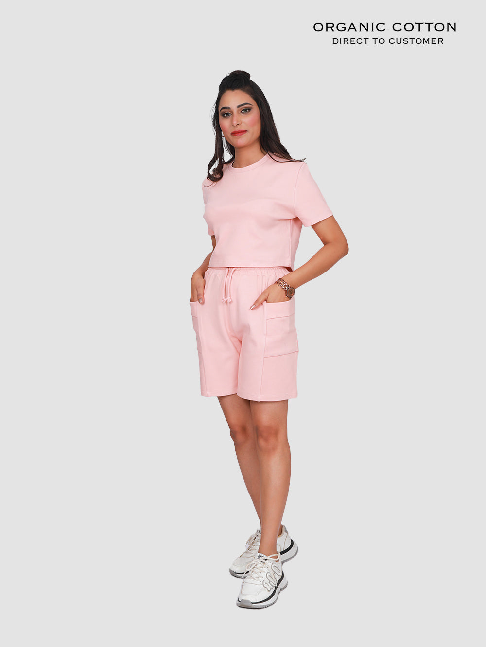 Evening Sand Organic Cotton Crop Tee & Shorts Set