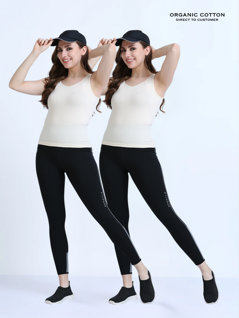 White Swan and White Swan Wide-Strap Organic Cotton Camisole for Women-Pack of 2