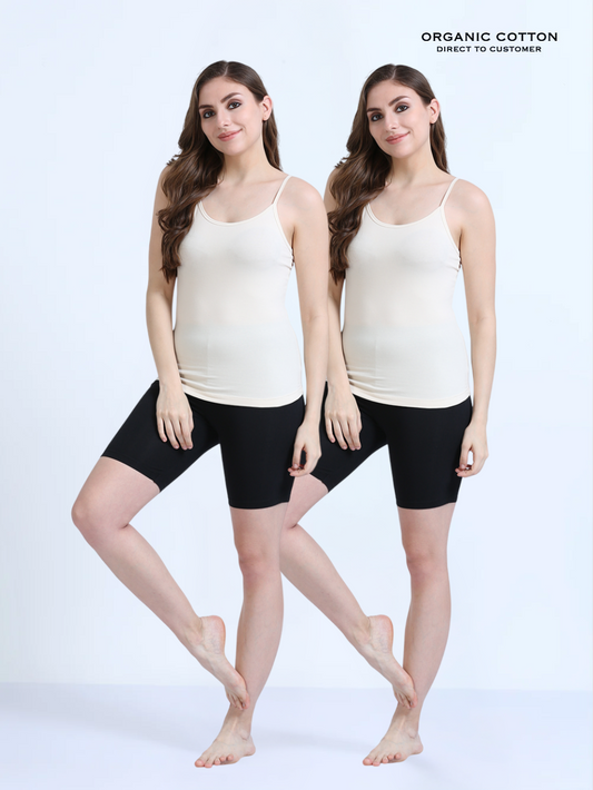 White Swan and White Swan Thin-Strap Organic Cotton Camisole for Women - Pack of 2