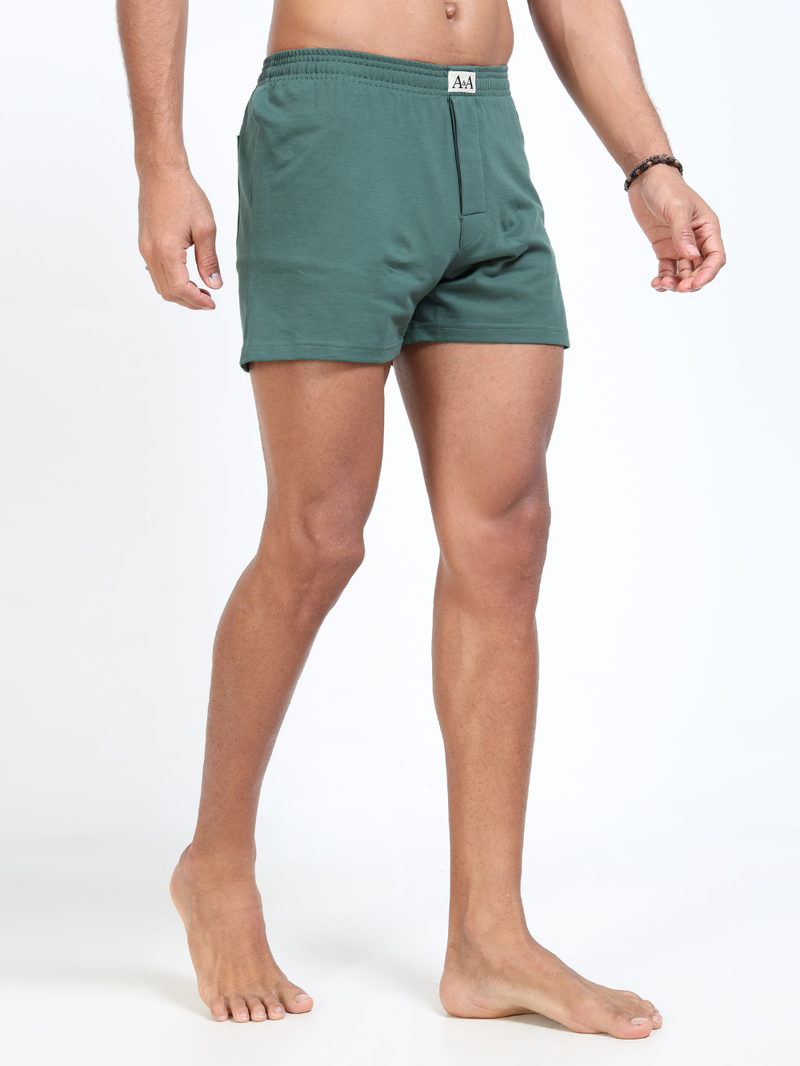 Organic Cotton Short Boxer for Mens - Pack of 3 (Wine, Green, P08-White)
