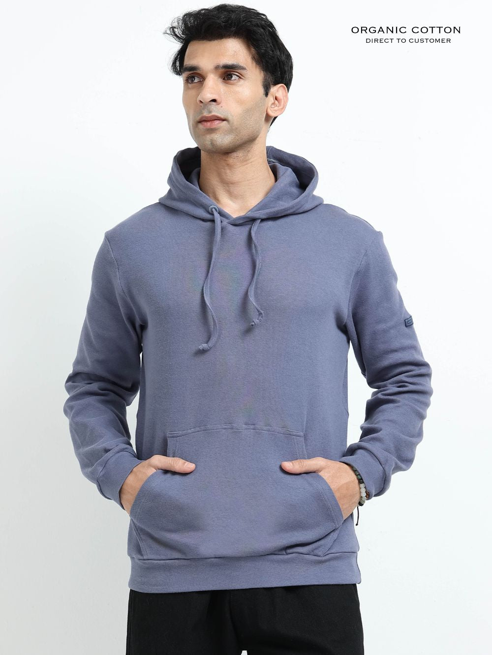 Blueish Grey Essential Comfort Organic Cotton Mens Hoodie