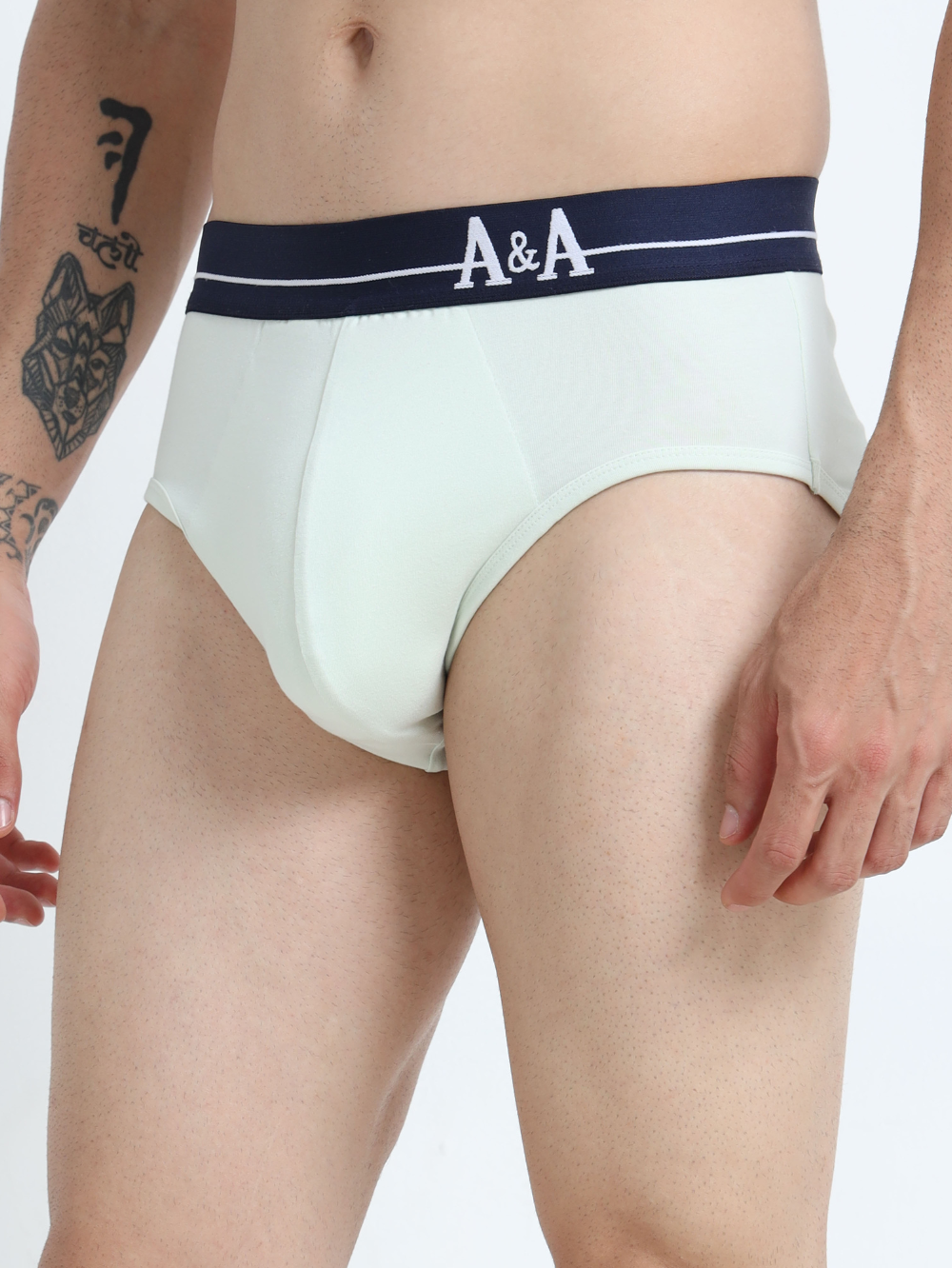 Canary Green and Aqua Organic Cotton Super Stretch Brief Outer Elastic Waistband - Pack of 2