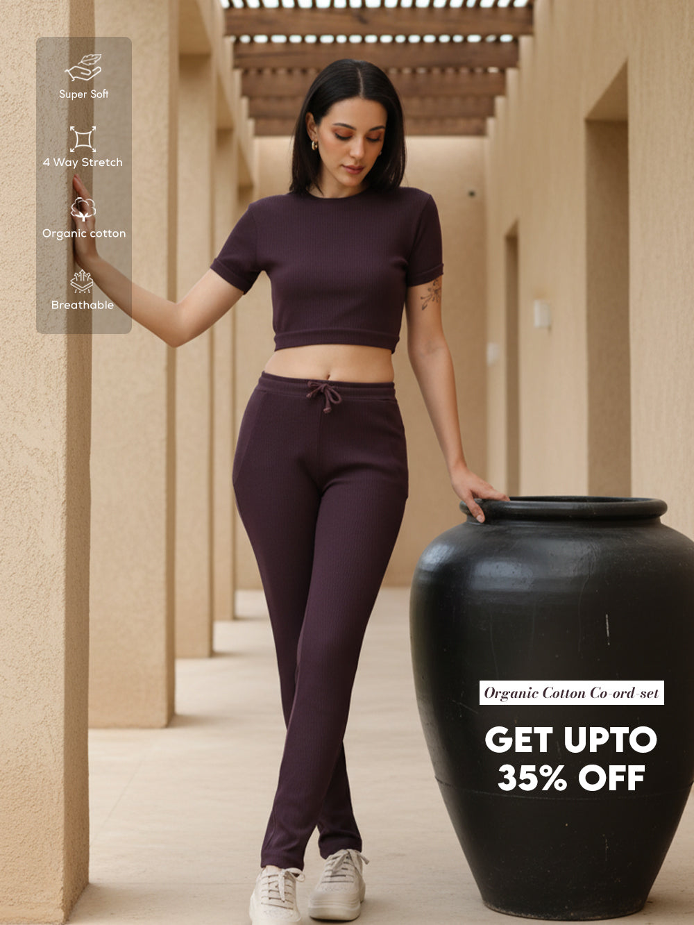 Wine Organic Cotton Co-Ord Set