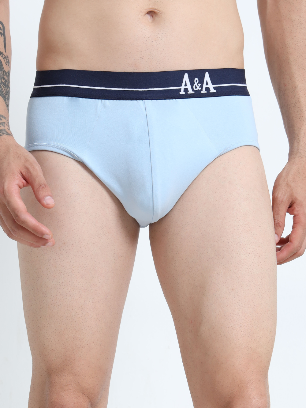 Medeival Blue and Light Blue Organic Cotton Super Stretch Brief Outer Elastic Waistband - Pack of 2