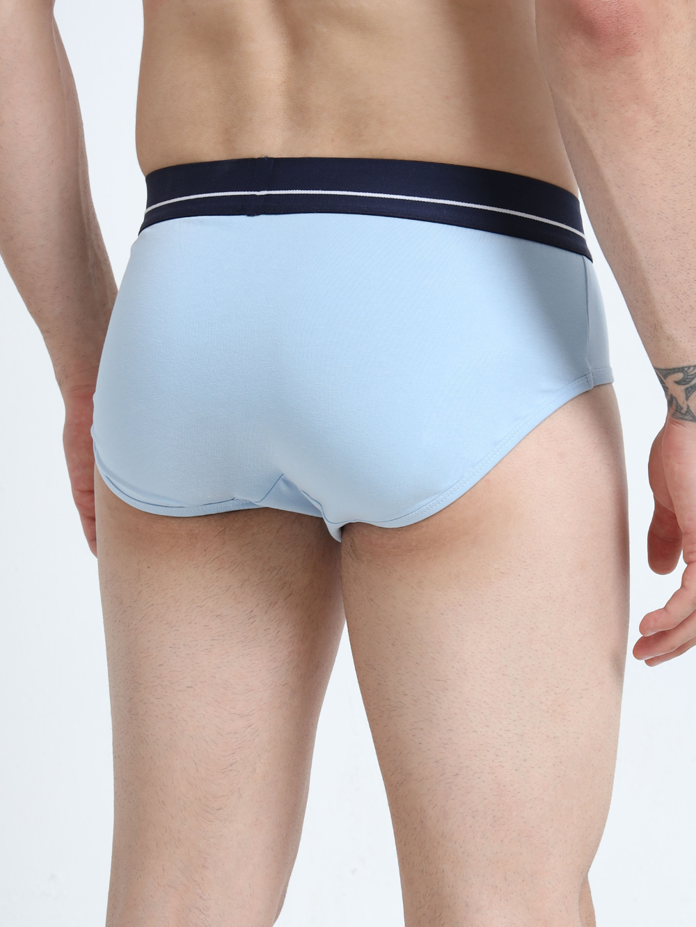Medeival Blue and Light Blue Organic Cotton Super Stretch Brief Outer Elastic Waistband - Pack of 2