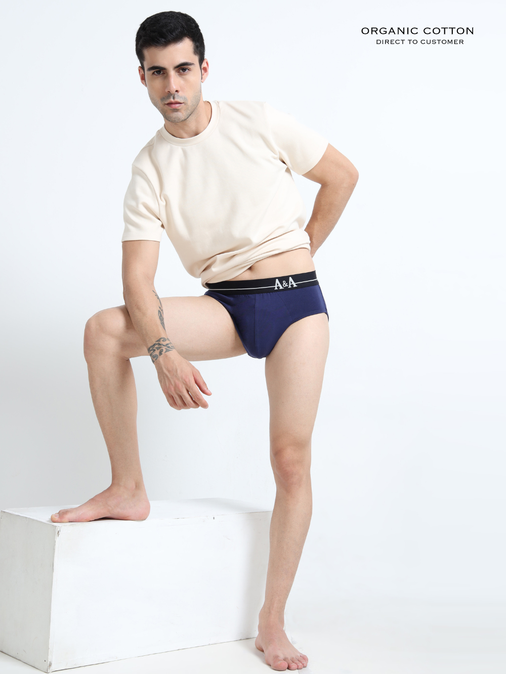 Medeival Blue and Light Blue Organic Cotton Super Stretch Brief Outer Elastic Waistband - Pack of 2