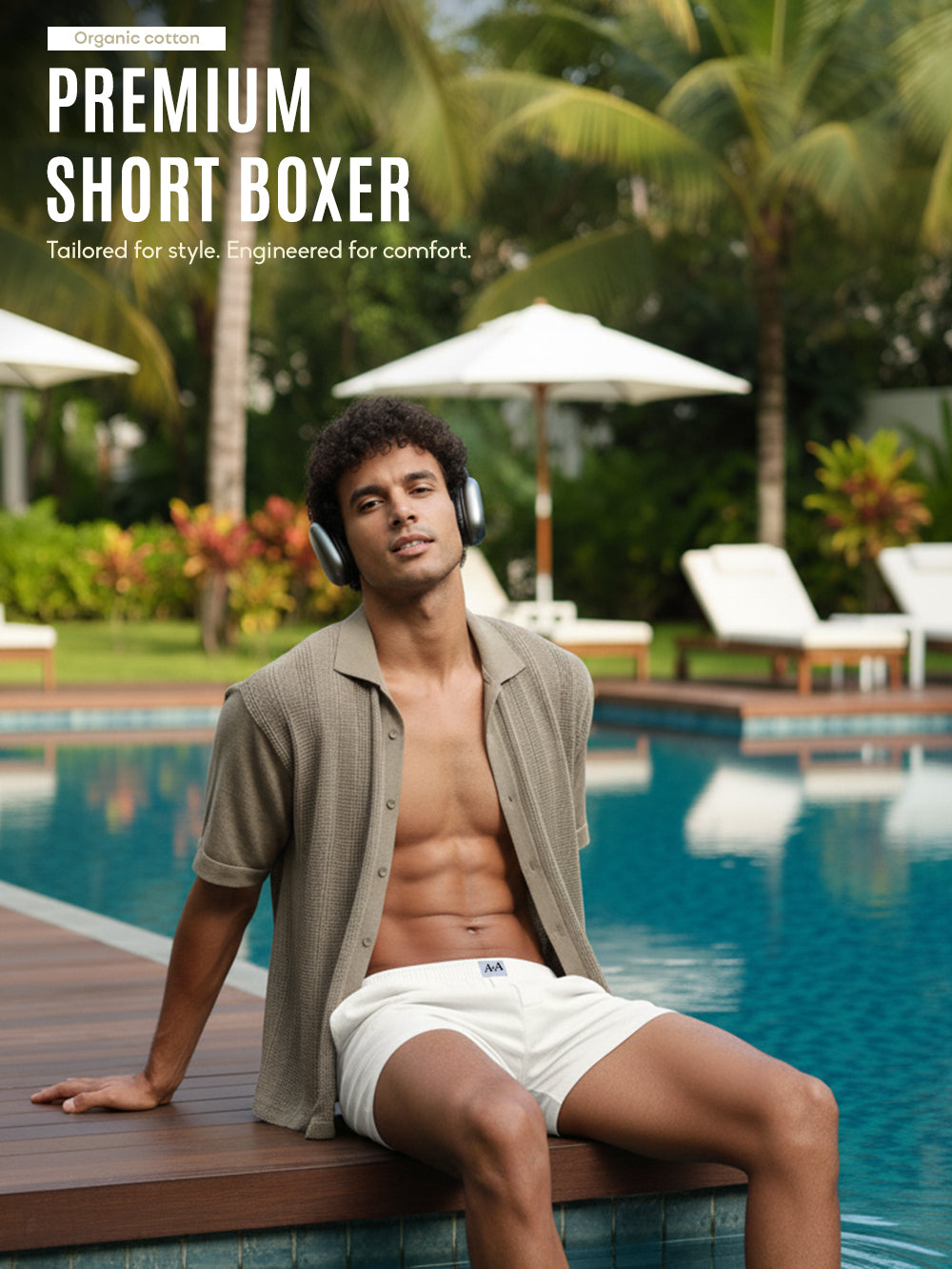 Beige Organic Cotton Short Boxer for Mens - Pack of 1