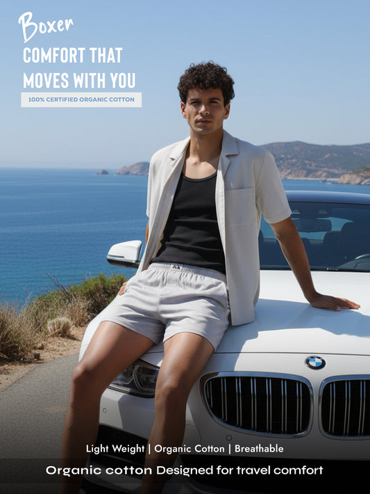 Grey Organic Cotton Short Boxer for Mens - Pack of 1