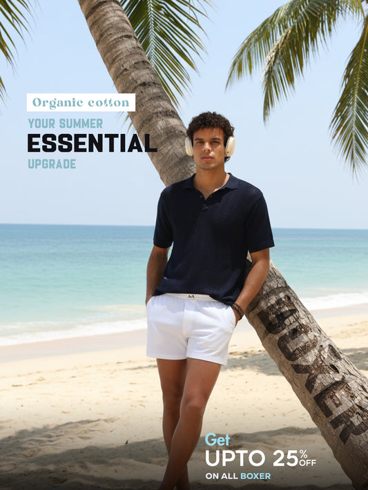 White Organic Cotton Short Boxer for Mens - Pack of 1