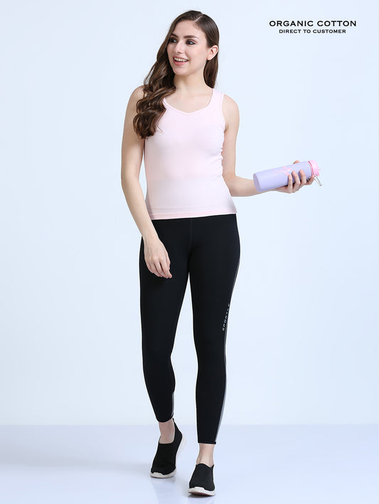 Dogwood Pink and Canary Green Wide-Strap Organic Cotton Camisole for Women-Pack of 2