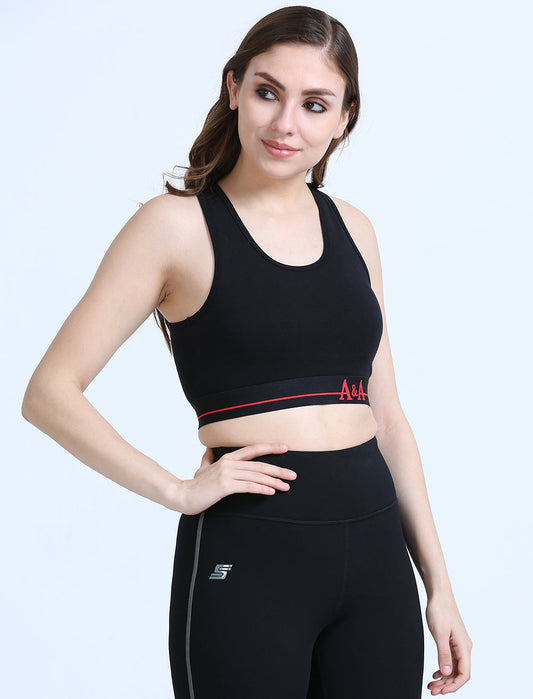 Black Organic Cotton Women's Active Sports Bra.