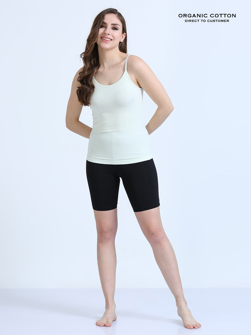 Dogwood Pink and Canary Green Thin-Strap Organic Cotton Camisole for Women - Pack of 2