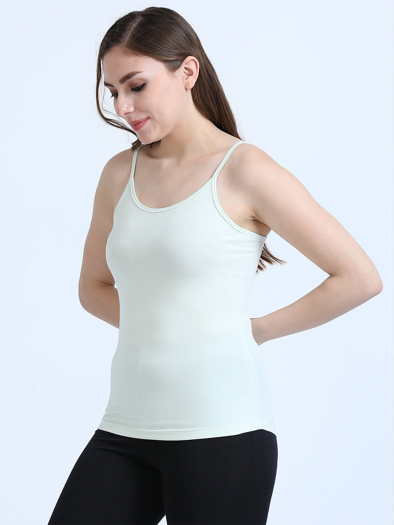 Dogwood Pink and Canary Green Thin-Strap Organic Cotton Camisole for Women - Pack of 2