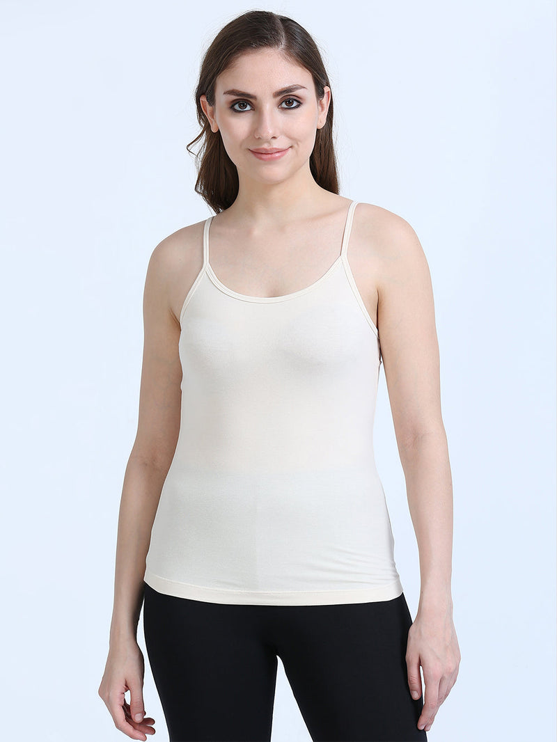 White Swan and White Swan Thin-Strap Organic Cotton Camisole for Women - Pack of 2