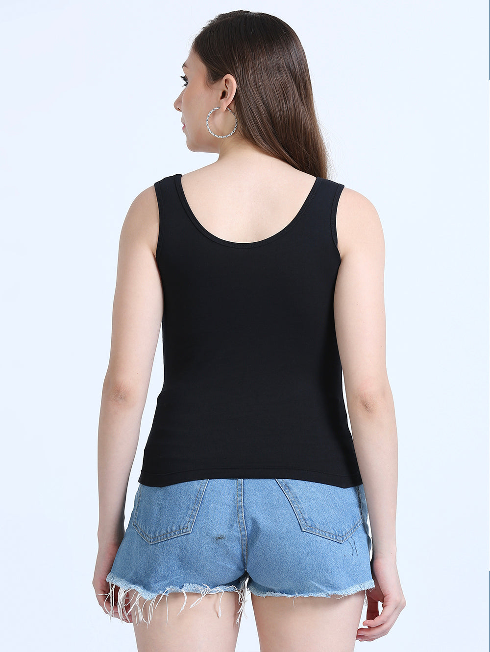 Black and Black Wide-Strap Organic Cotton Camisole for Women-Pack of 2