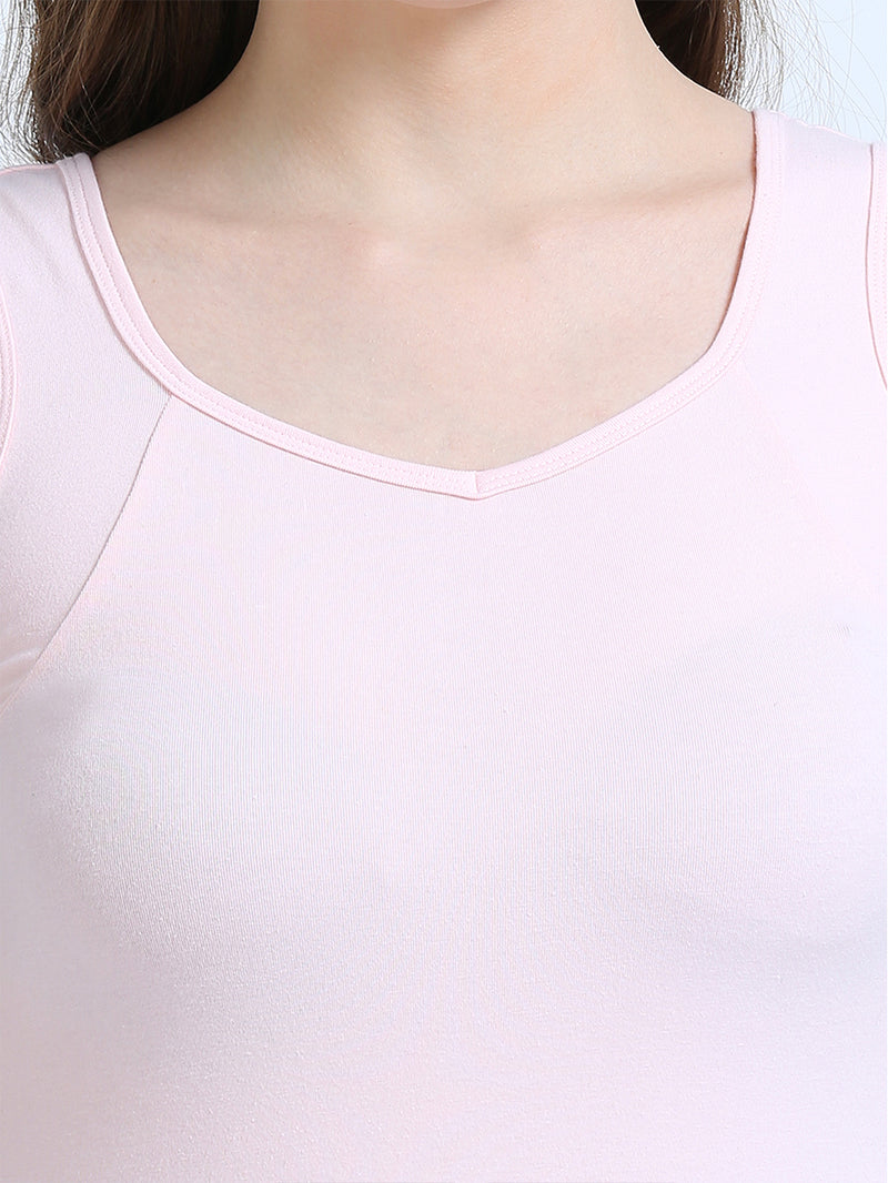 Dogwood Pink and Canary Green Wide-Strap Organic Cotton Camisole for Women-Pack of 2