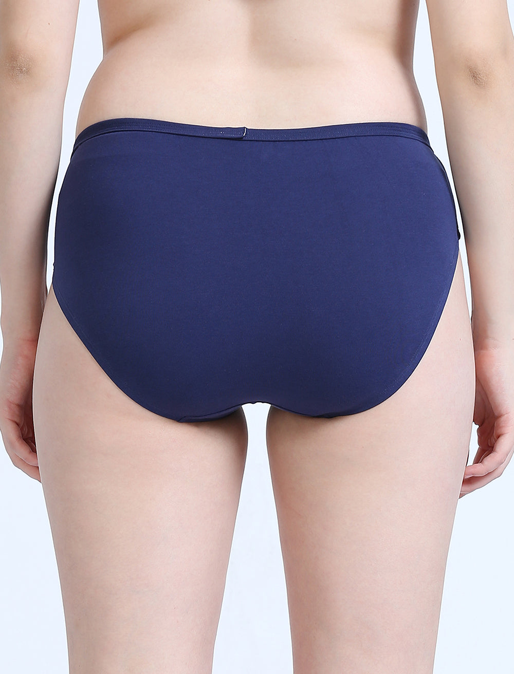 Black and Medieval Blue Organic Cotton Mid-Waist Panty for Women - Pack of 2