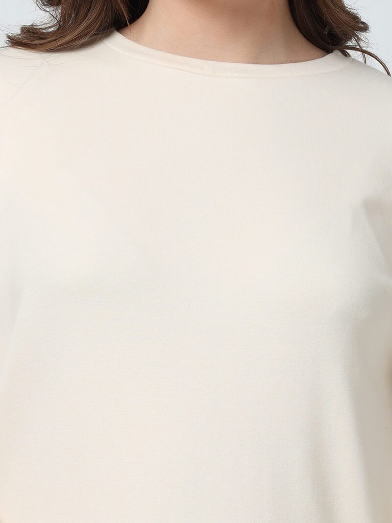 Beige Organic Cotton Oversized Flap-Shoulder Dress with Cuffed Sleeves & Pockets