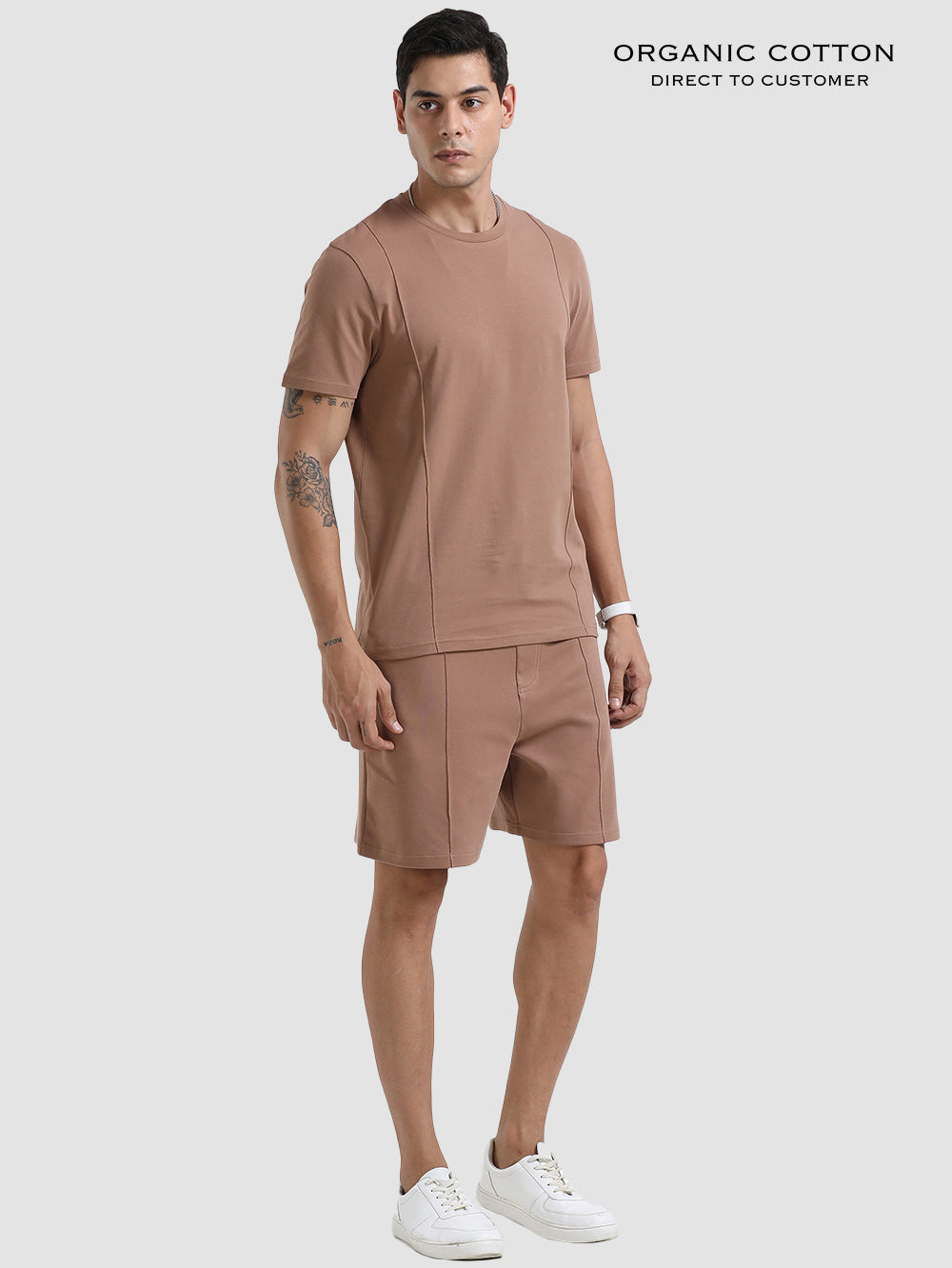 Wood Brown Organic Cotton Mens Co-Ord Set