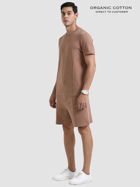 Wood Brown Organic Cotton Mens Co-Ord Set