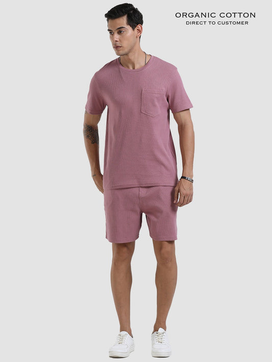 Dog Wood Pink Organic Cotton Men's Ribbed Co-Ord Set