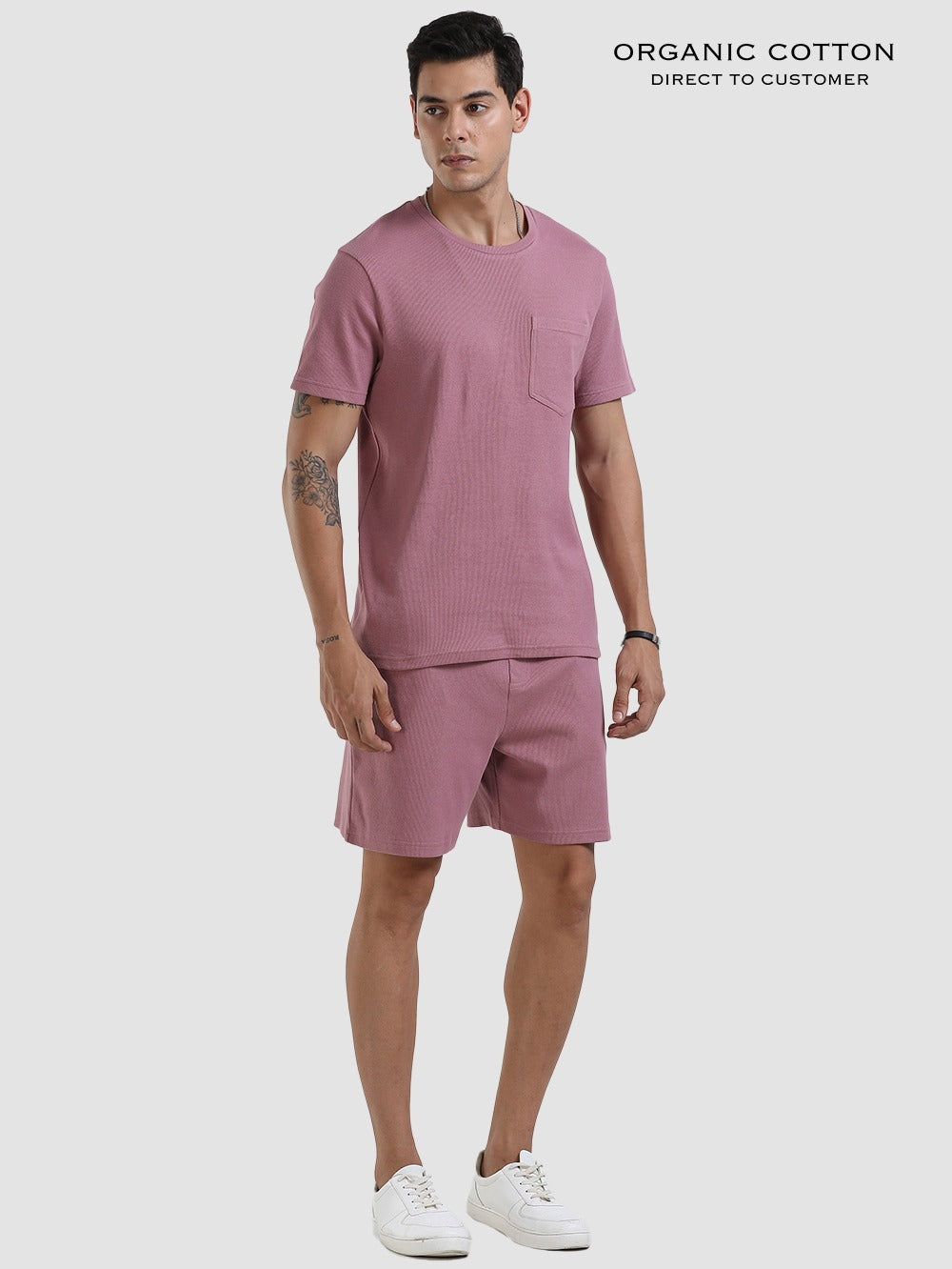 Dog Wood Pink Organic Cotton Men's Ribbed Co-Ord Set