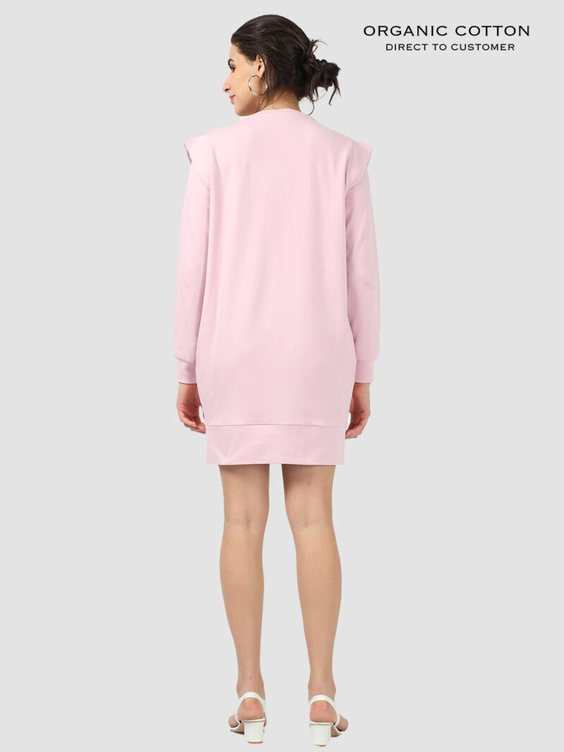 Fragant Lilac Organic Cotton Oversized Flap-Shoulder Dress with Cuffed Sleeves & Pockets