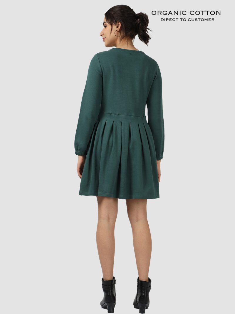 Bristo Green Organic Cotton Pleated Elegance Dress