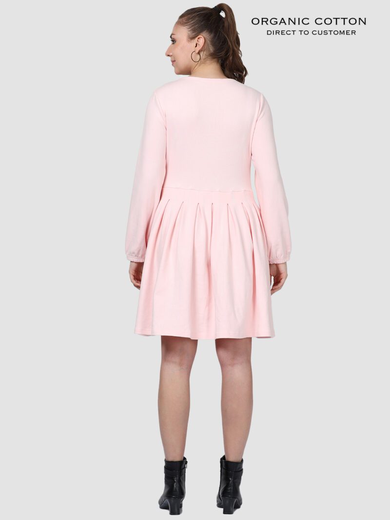 Light Pink Organic Cotton Pleated Elegance Dress