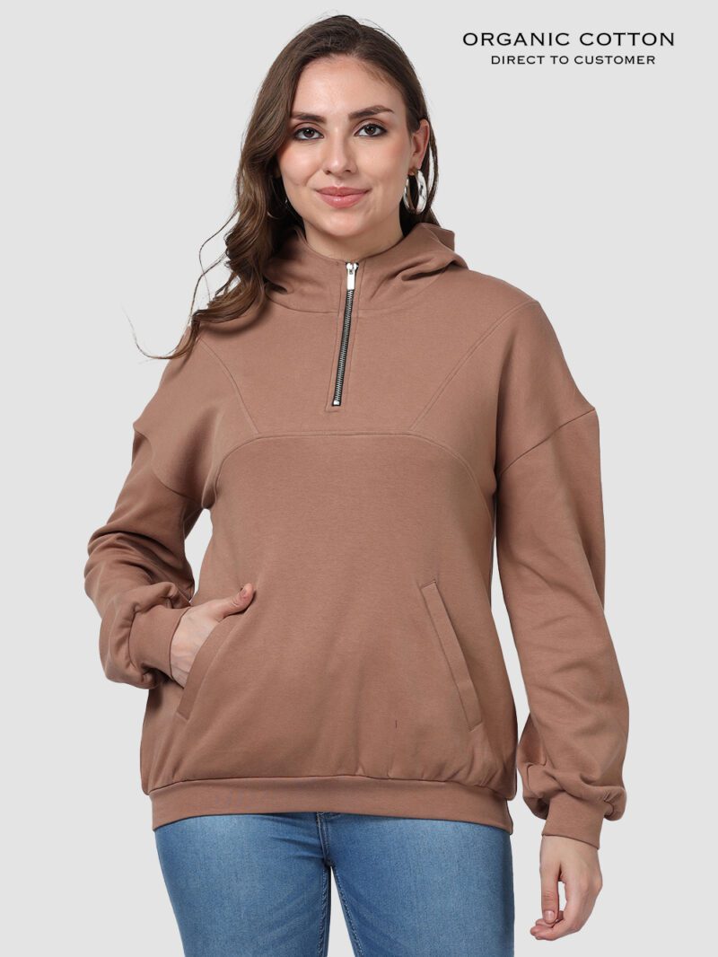 Wood Brown Luxe Comfort Zip-Up Hoodie