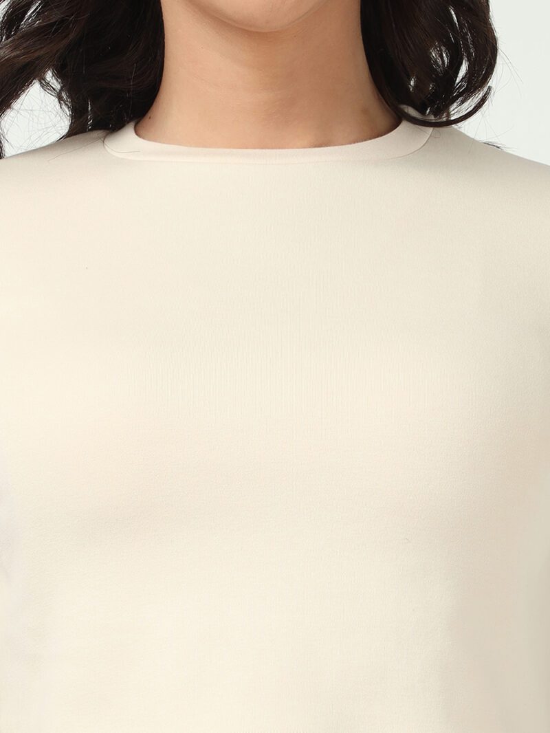 Beige Organic Cotton 2-Piece Dress Set with Crop Tee & Pockets