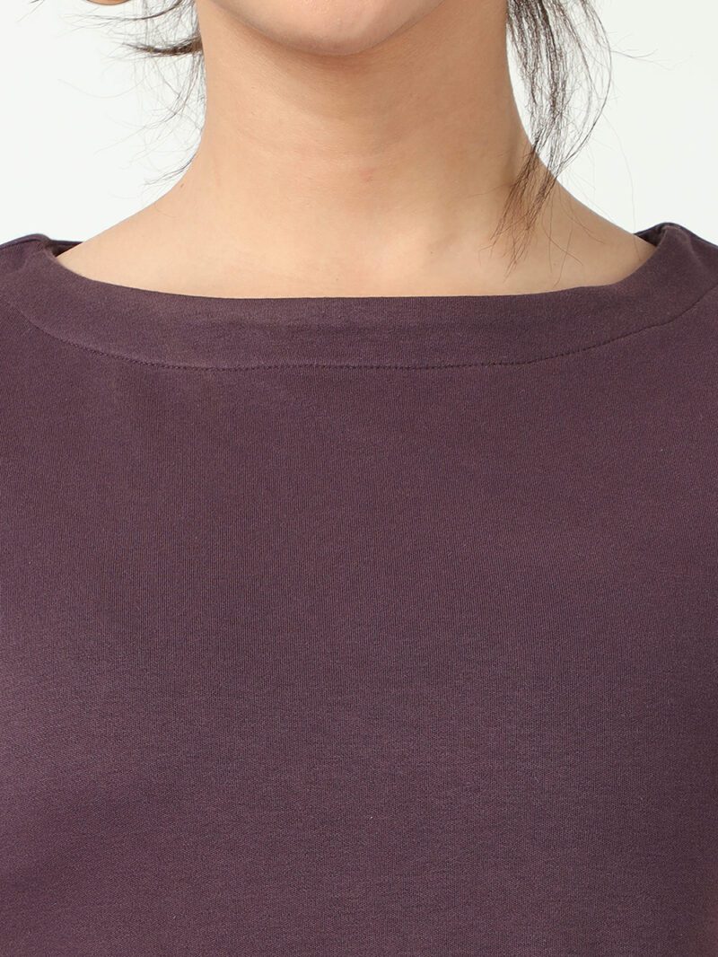 Wine Organic Cotton Cap Sleeve Dress with Fitted Waist & Pockets