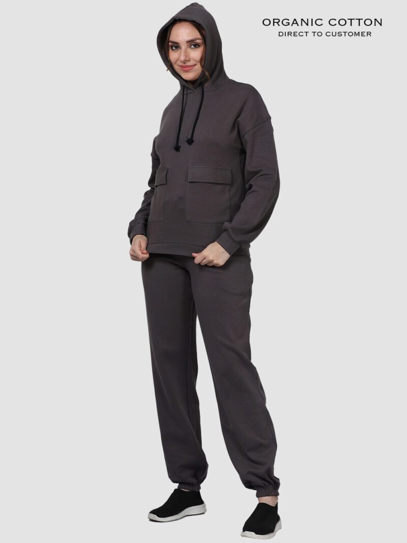 Dark Grey Cozy Flex Organic Cotton Hoodie & Jogger Set