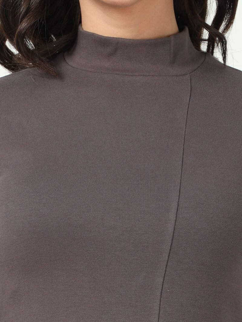 Cameo Green Organic Cotton High-Neck 3/4 Sleeve Dress