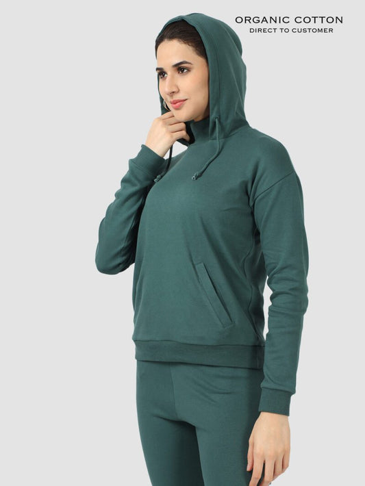 Bistro Green Elevate Ribbed High-Neck Hoodie