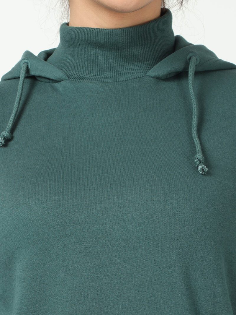 Bistro Green Elevate Ribbed High-Neck Hoodie