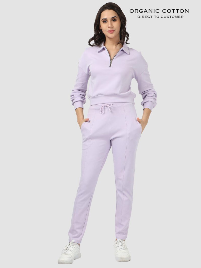 Orchid Petal Zip-Up Collared Organic Cotton Co-Ord Set