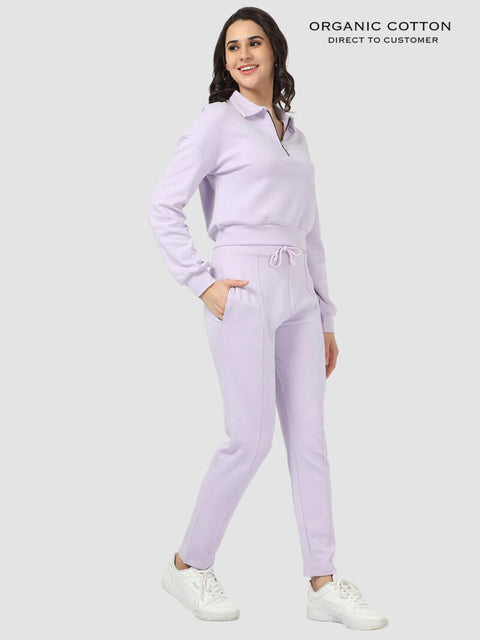 Orchid Petal Zip-Up Collared Organic Cotton Co-Ord Set
