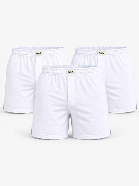 Organic Cotton Short Boxer for Mens - Pack of 3 (White,White,White)