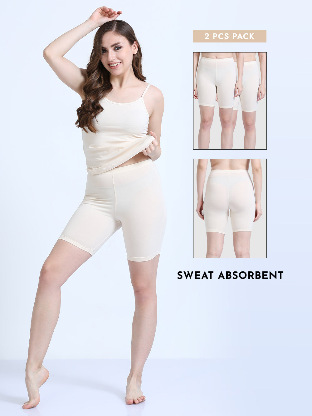 White swan Premium Organic Cotton Cycling Shorts for Women. Pack of 2.