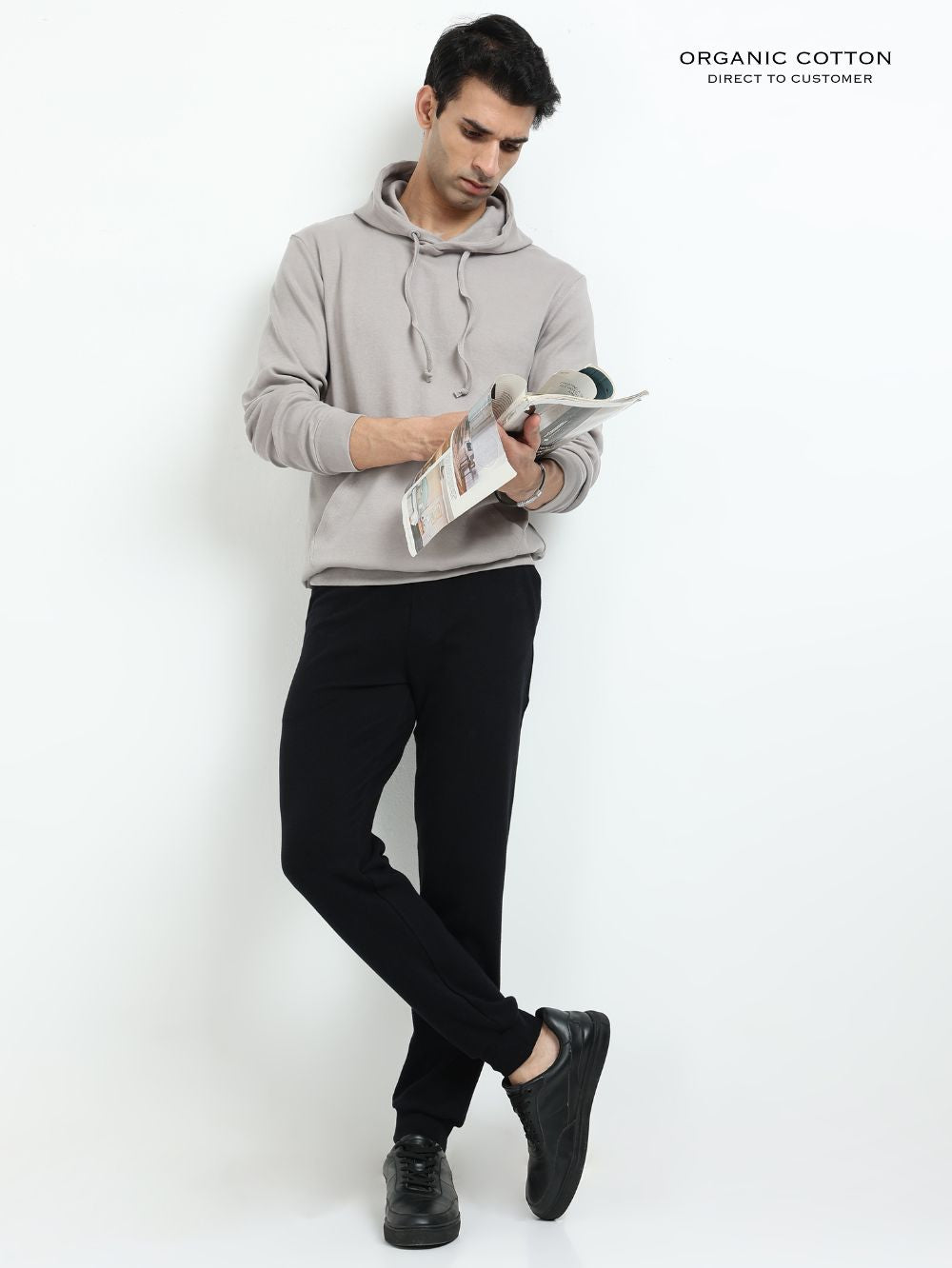 Silver Grey Essential Comfort Organic Cotton Mens Hoodie