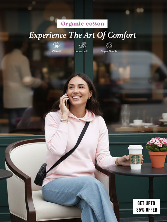 Light Pink A & A Womens Casual Hoodie in Organic Cotton