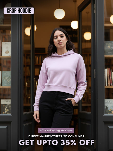 Light Purple A & A Organic Cotton Womens Cropped Hoodie