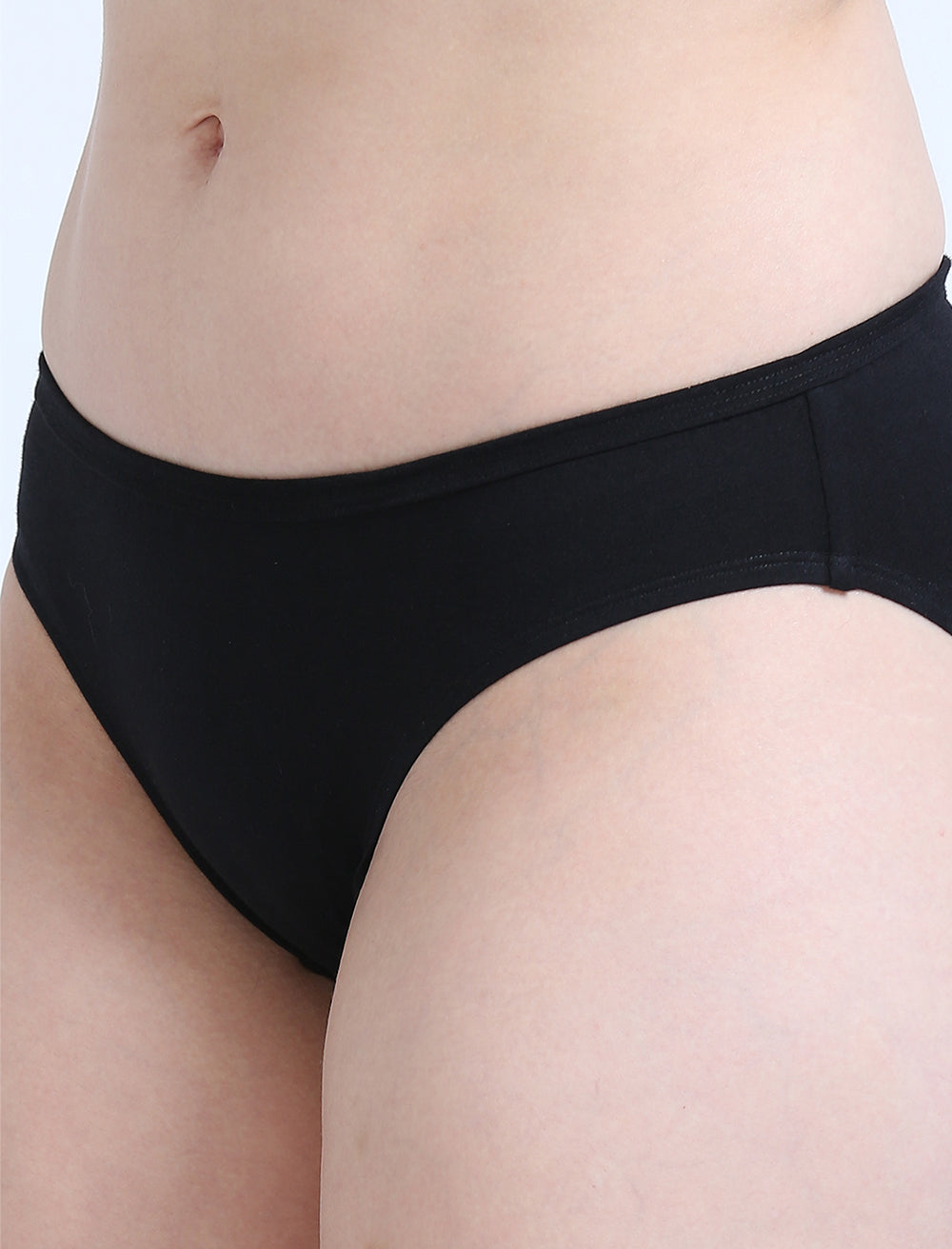 Black and Medieval Blue Organic Cotton Bikini Panty for Women - Pack of 2