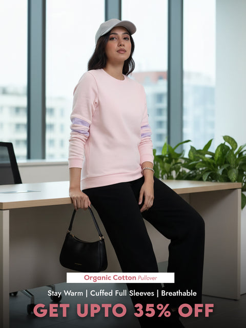 Light Pink A & A Organic Cotton Casual Pullover for Women